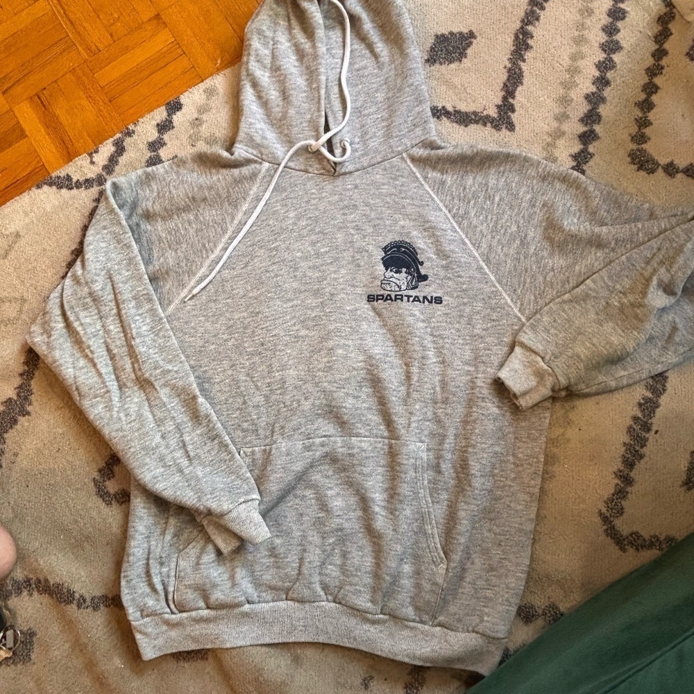 Vintage grey hoodie 80s super soft looking for best offer - Picture 2 of 6